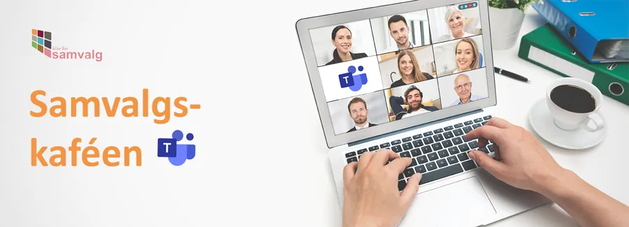 En person som samarbeider med andre via Teams på datamaskin