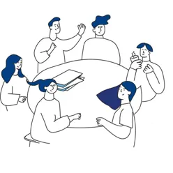 En gruppe mennesker som holder hender