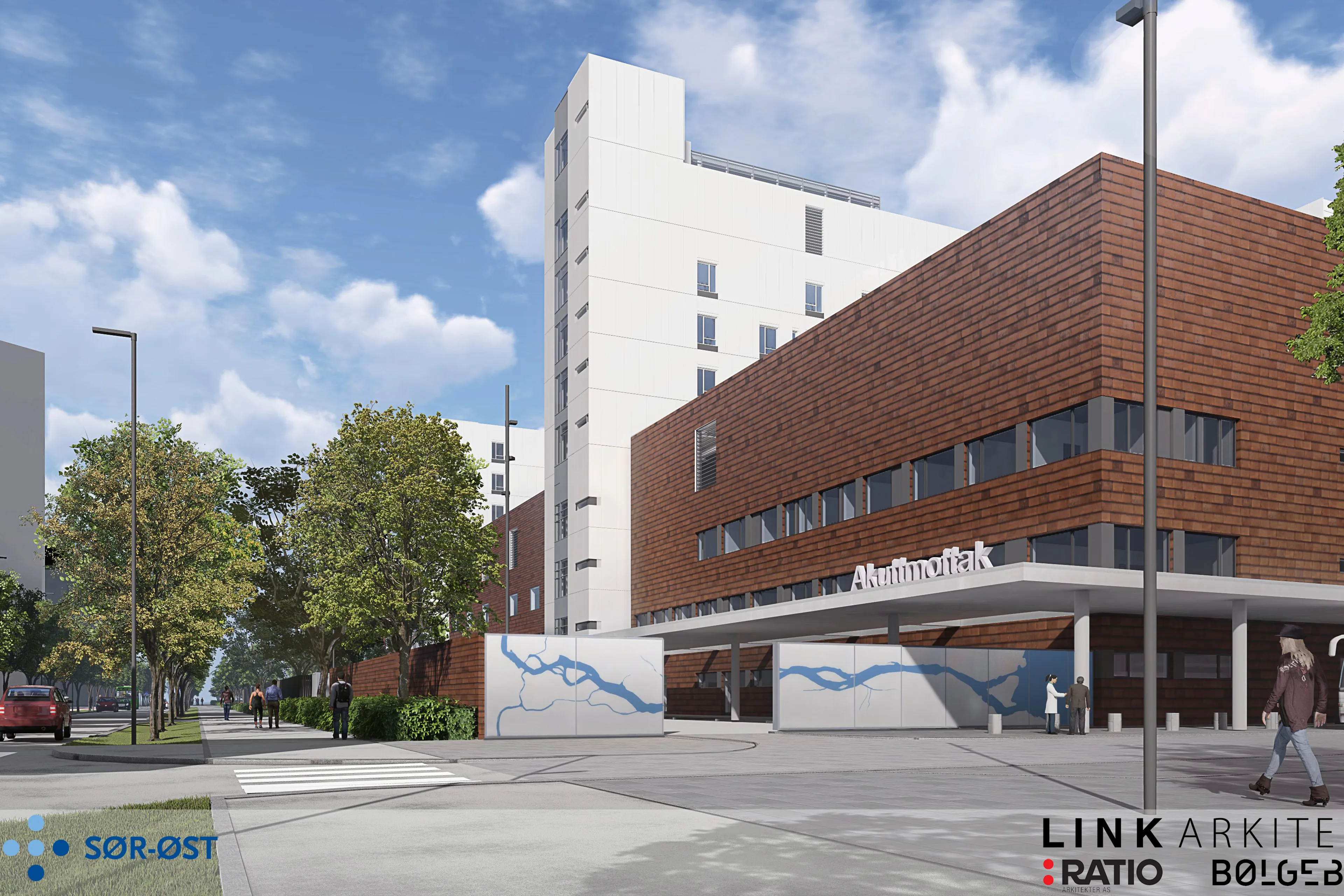 En stor bygning med en gate foran seg