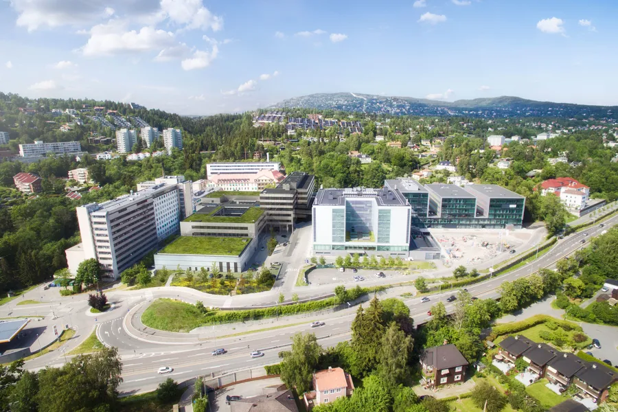 Illustrasjon over hvordan bygget blir i omgivelsene